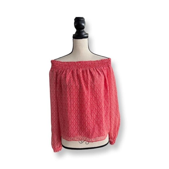 Intermix off the shoulder red paisley print silk blouse size L - Picture 1 of 5